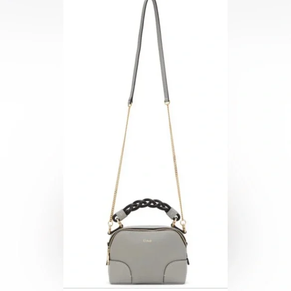 CHLOE Mini Daria Leather Chain Crossbody Shoulder Bag Stromy Gray NWT - Picture 11 of 16